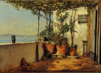 En loggia fra Procida (udsnit), Martinus Christian Rørbye, 1835