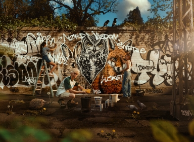 Væg med graffiti  