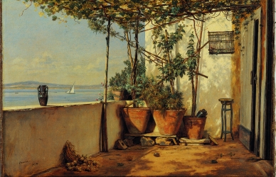 En loggia fra Procida (udsnit), Martinus Christian Rørbye, 1835
