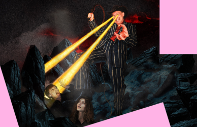 Billede af en mand, der har laser ud af øjene