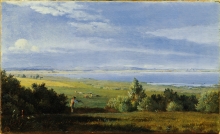 Udsigt over Arresø mod Tibirke bakker(udsnit), Jth Lundbye, 1843